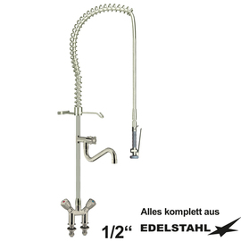 Geschirrspülbrausegarnitur 1/2" Zweiloch Zweigriffmischer | Auslauf mit 4-Flügel-Griff Produktbild