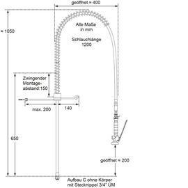 Vorspülbrause praktic 1/2" Einloch Zweigriffmischer Produktbild 2 S