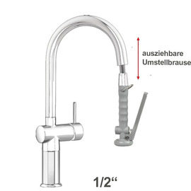 Handspülbrause VARIO 1/2" Hebelmischer | grau Hebel rund kurz Produktbild