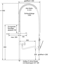 Vorspülbrause topmix 1/2" Einloch Zweigriffmischer Produktbild 1 S