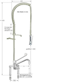 Vorspülbrause maxum 1/2" Hebelmischer mit Auslauf Produktbild 1 S