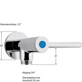 Wandventil silver 1/2" 1-Flügelgriff lang Produktbild 1 S
