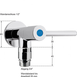 Wandventil silver 1/2" mit Rohrbelüfter 1-Flügelgriff lang Produktbild 2 S