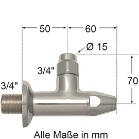 Eckventil 3/4" Abgangsgewinde 3/4" x Ø 15 mm Produktbild 1 S