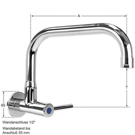 Wandventil silver 1/2" C-Auslauf A 250 mm Produktbild 1 S