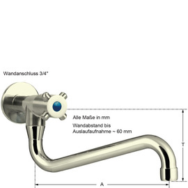 Wandventil clasix 3/4" S-Auslauf unten A 300 mm Produktbild