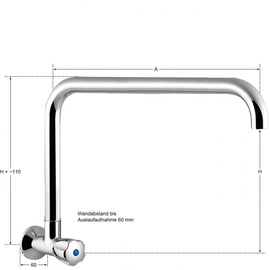 Wandventil profi 1/2" mit C-Auslauf gerade | Ausladung 300 mm Produktbild 1 S