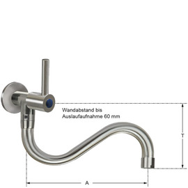 Wandventil clamix 1/2" Hebelmischer Hebel rund lang S-Auslauf unten A 250 mm Produktbild 1 S