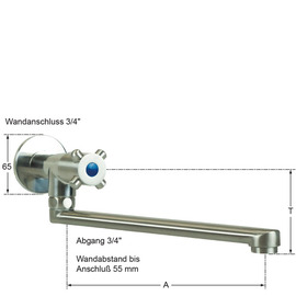 Wandventil clasix 3/4" gerader Auslauf A 300 mm Produktbild 1 S