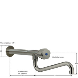 Wandventil clarix 3/4" S-Auslauf unten Wandverlängerung L 210 mm A 250 mm Produktbild 1 S