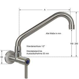 Wandventil clamix 1/2" Hebelmischer C-Auslauf schräg A 250 mm Produktbild 1 S