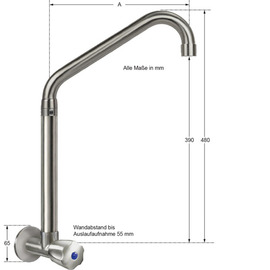 Wandventil clarix 1/2" hoher C-Auslauf schräg A 250 mm Produktbild 1 S