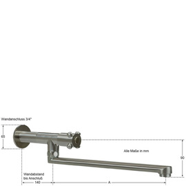 Wandventil clasix 3/4" gerader Auslauf Wandverlängerung L 80 mm A 300 mm Produktbild 1 S