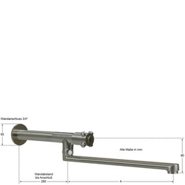 Wandventil clasix 3/4" gerader Auslauf Wandverlängerung L 210 mm A 300 mm Produktbild 1 S