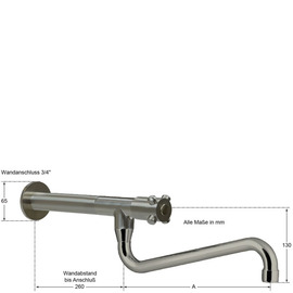 Wandventil clasix 3/4" S-Auslauf unten Wandverlängerung L 210 mm A 300 mm Produktbild 1 S