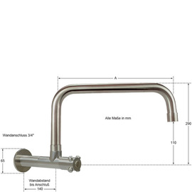 Wandventil clasix 3/4" C-Auslauf gerade Wandverlängerung L 80 mm A 300 mm Produktbild 1 S
