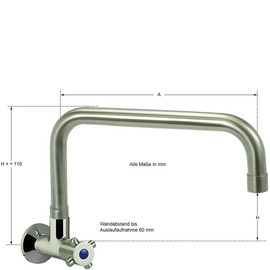 Wandventil clasix 1/2" C-Auslauf gerade A 300 mm Produktbild 1 S