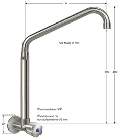 Wandventil clarix hoher C-Auslauf schräg A 300 mm Produktbild 1 S