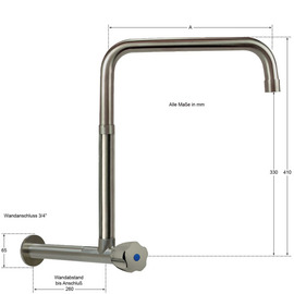 Wandventil clarix hoher C-Auslauf gerade Wandverlängerung L 210 mm A 300 mm Produktbild 1 S