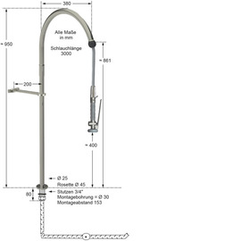 Geschirrbrause optimu 1/2" H 950 mm Produktbild 1 S