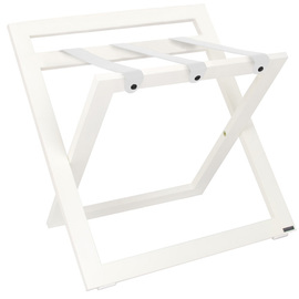 Kofferbock Holz weiß | Lederbänder weiß | Wandschutz | 575 mm x 450 mm H 560 mm Produktbild