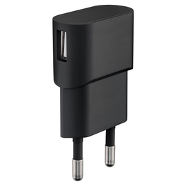 USB-Ladegerät 1A (5W) schwarz mit 1-fach USB 2.0 Anschluss 5V DC Produktbild