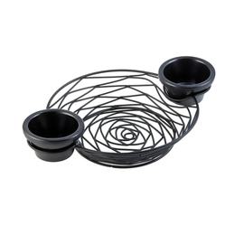 Tischkorb rund mit integrierten Schalenhaltern Stahl schwarz Produktbild