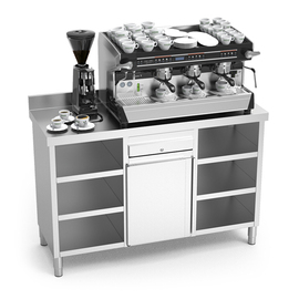 Kaffeestation aus Edelstahl | 1570 mm x 600 mm H 1040 mm Produktbild 2 S