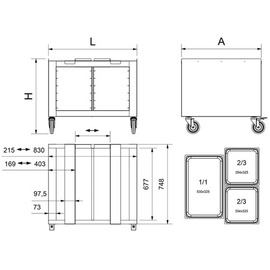Backofen-Untergestell fahrbar | 832 mm x 750 mm H 700 mm Produktbild 4 S