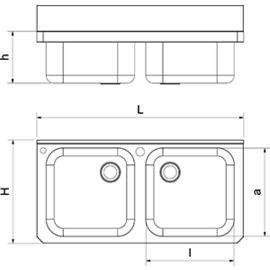Doppeltes Becken, Handwaschbecken u.Spülbecken aus Edelstahl - XS-Modell Produktbild 2 S