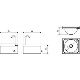 Handwaschbecken für Wandmontage, normal450x450x215 mm Produktbild 2 S