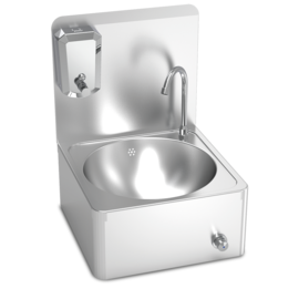 Handwaschecken zur Wandmontage aus Edelstahl, mit abgerudeten Ecken Produktbild