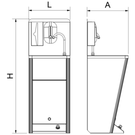 Integrales Handwaschbecken, Standmodell 450x450x1250 mm Produktbild 2 S