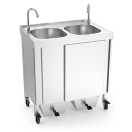 Mobiles Doppel-Handwaschbecken mit Fußbedienung Produktbild