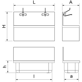 Chirurgisches Handwaschbecken mit Mischbatterien Produktbild 2 S