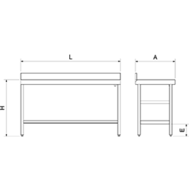 Arbeitstisch mit Grundboden | Aufkantung | Rand | Abflussöffnung | 1000 mm x 600 mm H 850 mm Produktbild 2 S