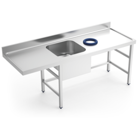 Vorspültisch mit Abfallschacht Becken links | 2000 mm x 700 mm H 850 mm Produktbild