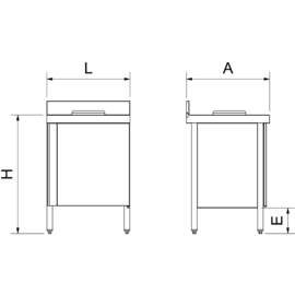 Edelstahlschrank mit Abfallschacht 600 x 600 x H 850 mm Produktbild 2 S