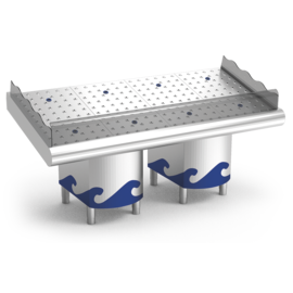 Fischtheke aus Edelstahl 1950 x 950 x H 1045 mm Produktbild