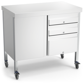 Servicestation aus Edelstahl fahrbar | 1000 mm x 600 mm H 930 mm Produktbild