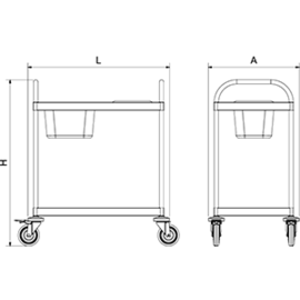 Abräumwagen aus Edelstahl | 835 mm x 535 mm H 975 mm Produktbild 2 S