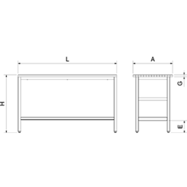Edelstahltisch mit Pinienholzplatte | mit Grundboden | 1000 mm x 600 mm H 880 mm Produktbild 2 S