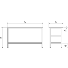 Edelstahltisch Edelstahl mit Granit-Arbeitsplatte | Grundboden | 1000 mm x 600 mm H 870 mm Produktbild 2 S