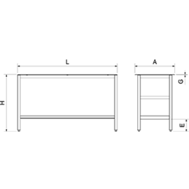 Edelstahltisch Edelstahl mit Glasplatte | Grundboden | 1000 mm x 600 mm H 860 mm Produktbild 2 S