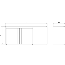 Wand-Eckschrank rechts mit Flügeltür 1075 x 340 x H 660 mm Produktbild