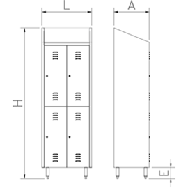 Spind, Umkleideschrank mit zwei Abteilen und 2 Türen, aus Edelstahl Produktbild 2 S