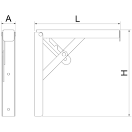 Klappbarer Seitenträger für Wandborde, Wandregale 200x30x185 mm Produktbild 2 S