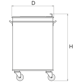 Edelstahl-Abfalleimer mit Deckel auf Rollen, 50 ltr Produktbild 2 S
