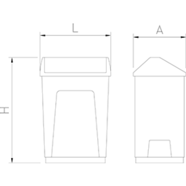 Plastikmülleimer 55 Liter, weiß, 420 x 320 x H 600 Produktbild 2 S