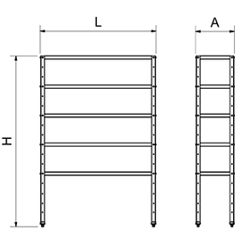 Grundregal aus Edelstahl mit 5 Ablageböden (1,5 mm) 800 x 500 x H 1750 mm Produktbild 2 S